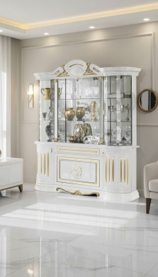Anrichte Luxus Schafschau Fënster Vitrinn Glasschaf Modernen Stil Italieneschen Miwwelen