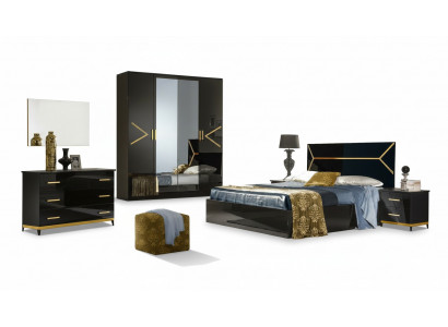 Klassesch Schlofzëmmer Set Garnitur Luxus Modern Stil Bett 6 Deeler Holz Kommode