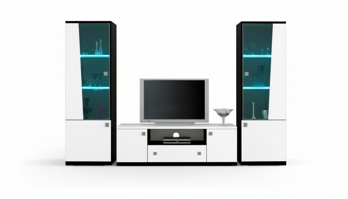 Modern Wunnwand Wunnzëmmer Vitrinn Sideboard RTV Regal Wänn Schaf 3tlg. Nei