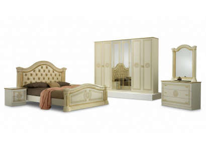 Schlofkummer Chesterfield Liederbett 6tlg Design Miwwelset Nuetsdësch Kommode