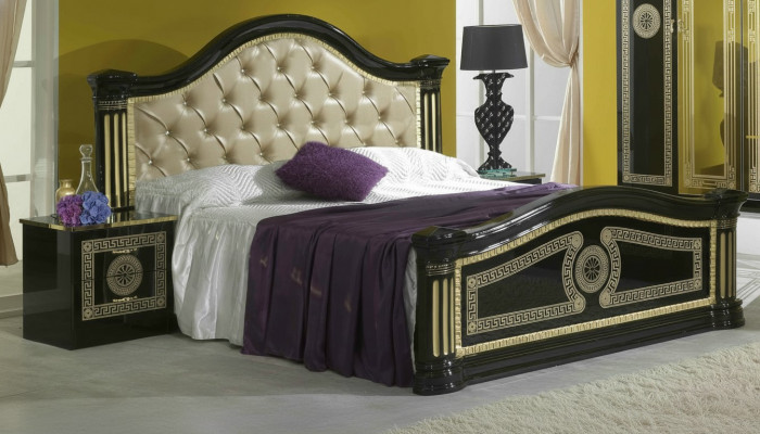 Schlofzëmmer 3-deel Set Bett 2x Nopeschdësch Konsole Better Chesterfield Polster.