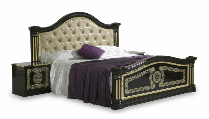 Schlofzëmmer 3-deel Set Bett 2x Nopeschdësch Konsole Better Chesterfield Polster.