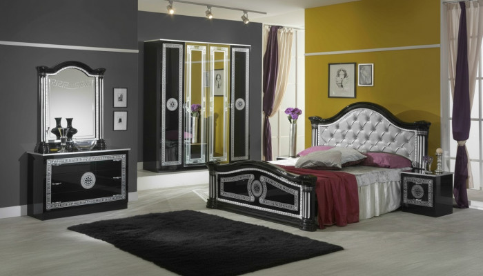 Schwaarzt Schlofkummer Komplett Set Kommode Stil Bett Garnitur 6tlg. Barock Nei