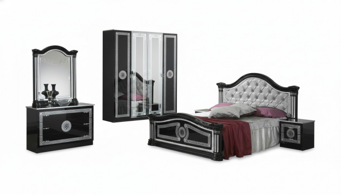 Schwaarzt Schlofkummer Komplett Set Kommode Stil Bett Garnitur 6tlg. Barock Nei