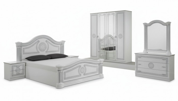 Design-Schlofkummer 3 Deeler. Bett 2x Nuetsdësch Klassesch Luxus Better Set Miwwelen