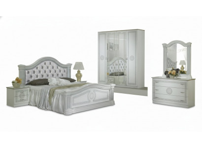 Komplett Schlofkummer Set Design Modern Luxus Bett 2x Nuetsdësch 6-deel Schaf
