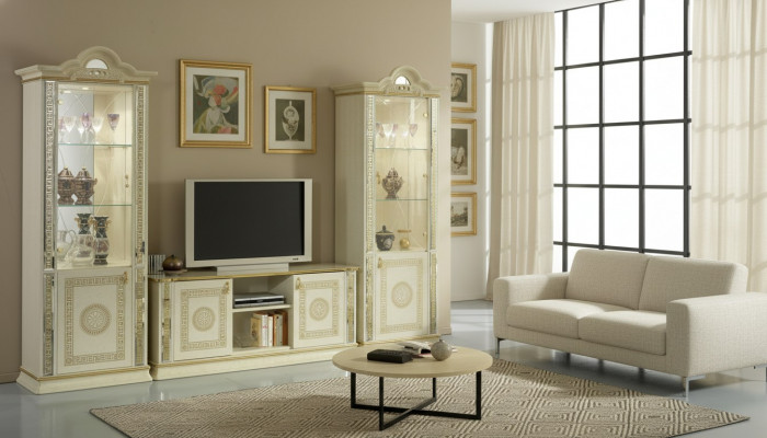 Klassesch Wohwand Wunnzëmmer Schaf Sideboard 2x Vitrinen Sideboard Lowboard