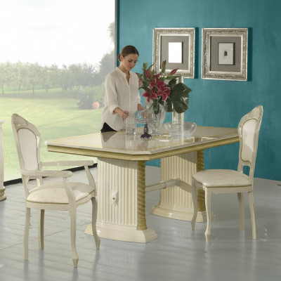 Stil Iessdësch Dësch Eechte Holz Klassesch Designer Dëscher Italienesch Miwwelen