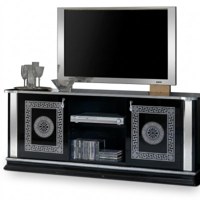 Schwaarzen TV Dësch RTV Schaf Lowboard Miwwelen Fernsehdësch Design Fernsehschaf