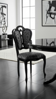 Stull Schwaarz Sëlwer Design Wunnenzëmmer Iesszëmmer Holz Still Matras Made Italy