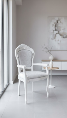 Stull Wäiss Sëlwer Design Wunnzëmmer Iesszëmmer Holz Still Polster Made in Italy