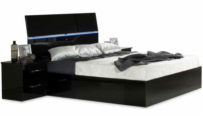 Design Schlofzëmmer 3 Deeler. Bett 2x Nuechtisch Luxus Better Set Miwwelen Led Luucht