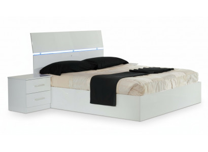 Duebelbett Bett 2x Nuetskabinett hëlze Design Better Modern Stil 3tlg. LED Luucht