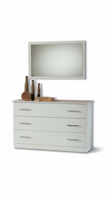 Schminktisch Konsolendësch Sideboard Zëmmer Holz Spigel + Kommode 2-deeleche Set