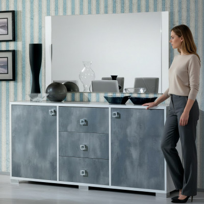 Modern Kommoden, 2-deelige Set: Stil Modern Kommode + Spigel, Italienesch Miwwelen