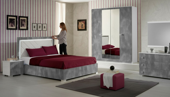 Schlofzëmmer Italienesch Miwwel Set Luxus 6 Stéck. Bett Betten Schaf Kommoud Nei