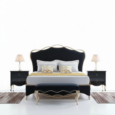 Designtextil Bett Ehe modern Hotelgestell Luxus Schlofzëmmer Duebel.