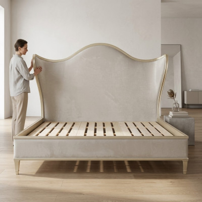 Holz Design Bett Duebel Luxus Hochzäit Modern Hôtel Gestell Schlofzëmmer