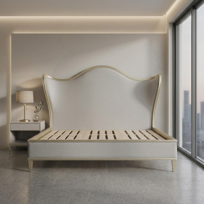Holz Design Bett Duebel Luxus Hochzäit Modern Hôtel Gestell Schlofzëmmer