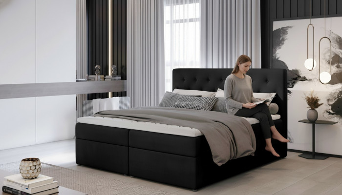Bett Këssen Design Luxus Hotel Better Koppel 180x200cm Schlofzëmmer Stoff