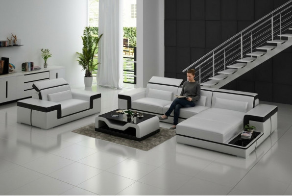 Wunnlandschaft Ecksofa L-Form Fotel Set Garnitur Modern Sofa Lieder