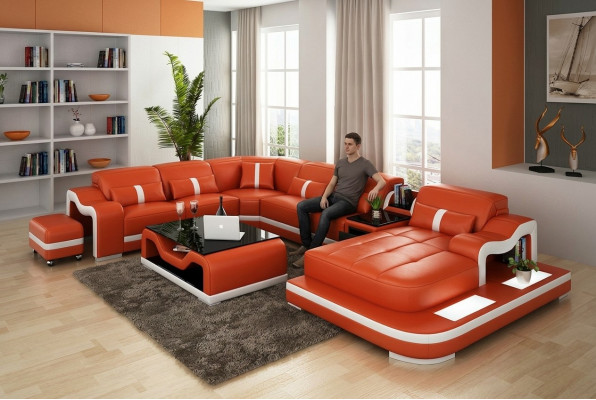 U-Form Sofa Canapé Polsterset Wunnlandschaft Eckssofa Lieder