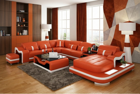 U-Form Sofa Canapé Polsterset Wunnlandschaft Eckssofa Lieder