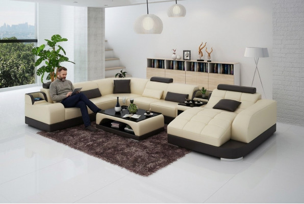 Liederdivan Designer Divan U-Form Wunnlandschaft Canapé Polstersofa Ecksdivan