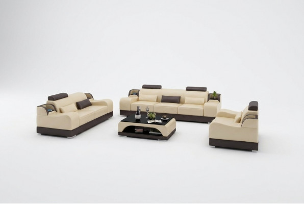 Modern Sofasett Couch Sofa Garnituren Grupp 311 Sëtz Ledersofa