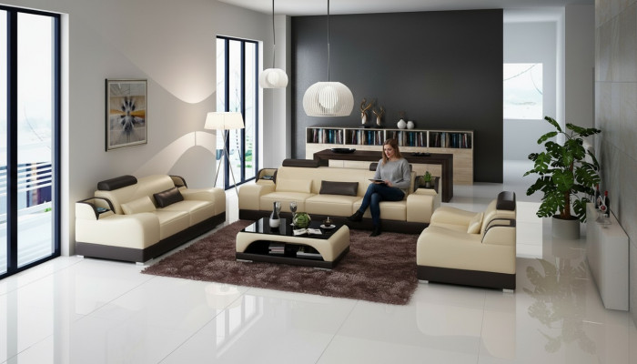 Sofagarnitur 322 Sëtz-Set Design Sofa Polster Canapéen Canapé Modern
