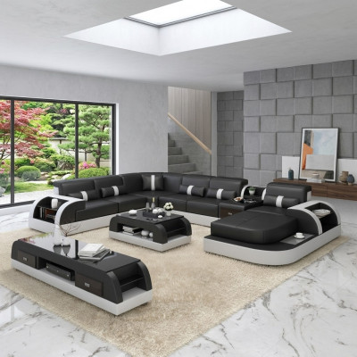 U-Form Canapé Couch Polster Garnitur Ecksofa Wunnlandschaft Design Lieder.