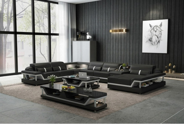 Designer Wunnlandschaft U-Form Canapé Ecksofa Polster Garnitur Ecksatzausstellung