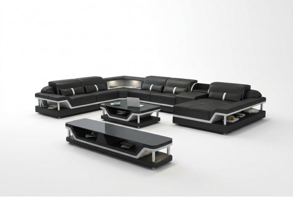 Designer Wunnlandschaft U-Form Canapé Ecksofa Polster Garnitur Ecksatzausstellung