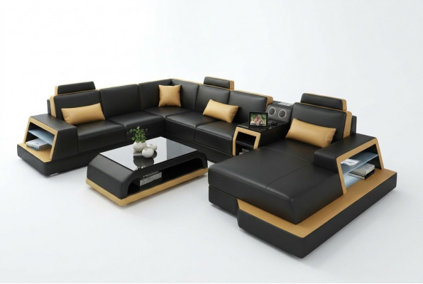 U Form Sofa Canapé Polster Garnitur Ecksofa Wunnlandschaft Lieder Design