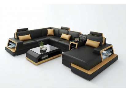 U Form Sofa Canapé Polster Garnitur Ecksofa Wunnlandschaft Lieder Design