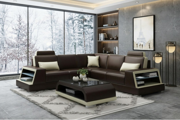 Eckcouch Ledercouch Polstersëtzer Wohnlandschaft Couch Eckgarnitur L Form