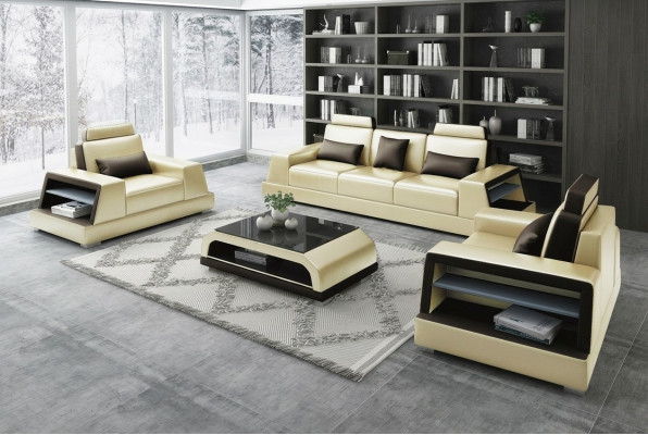 Moderne Sofagarnitur Canapé Grupp Garnituren 311 Sëtzer Ledersofa