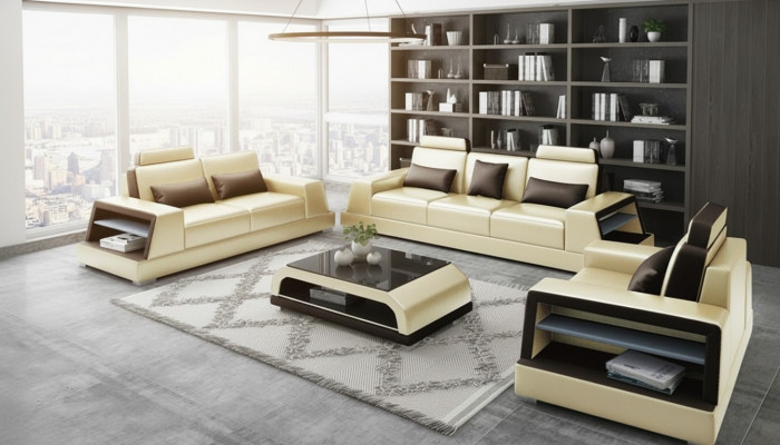 Modern Sofa-Garnitur 3-2-1 Sëtz Sofa Canapé Polster Garnitur Couche Lieder