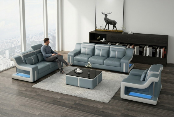 Modern Sofa Garnitur Couch Sofa Garnituren Grupp 321 Sëtz Ledersofa