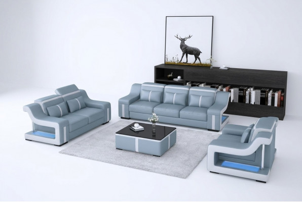Modern Sofa Garnitur Couch Sofa Garnituren Grupp 321 Sëtz Ledersofa