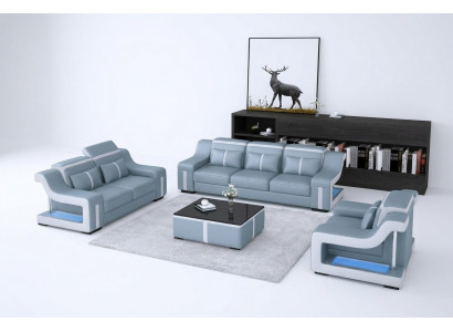 Modern Sofa Garnitur Couch Sofa Garnituren Grupp 321 Sëtz Ledersofa