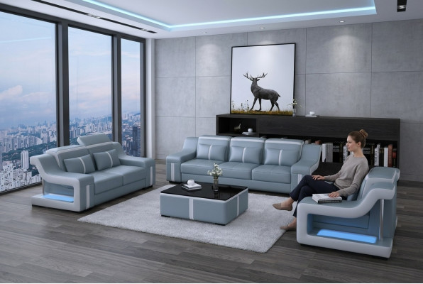 Sofa Garnitur Canapé Polster Sofa 322 Komplett Set Garnituren Design Lieder 3tlg.