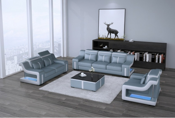 Ledersofa Textil Stoff 3-Sëtzer Canapé Designer Sëtz Polster Garnitur Gro Neu