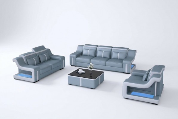 Ledersofa Textil Stoff 3-Sëtzer Canapé Designer Sëtz Polster Garnitur Gro Neu
