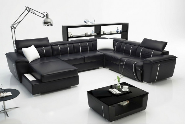 U-Form Ecksofa Sofa Couch Polster Garnitur Lieder Textil Stoff