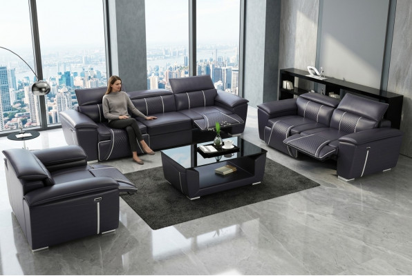 Luxus Sofagarnitur 2x 3 Plazsäit mat Miwwel Couch Liederdivan Textil Grupp