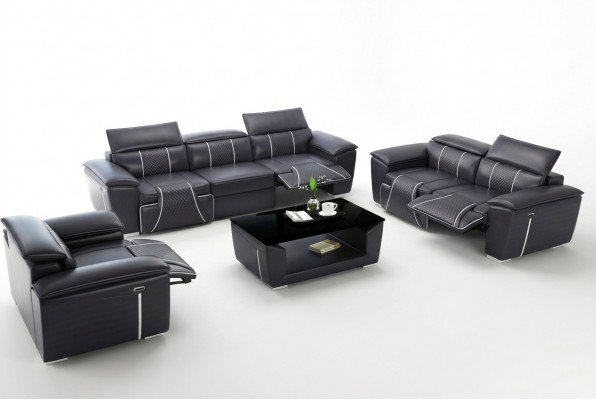 Luxus Sofagarnitur 2x 3 Plazsäit mat Miwwel Couch Liederdivan Textil Grupp