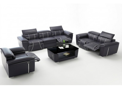 Luxus Sofagarnitur 2x 3 Plazsäit mat Miwwel Couch Liederdivan Textil Grupp
