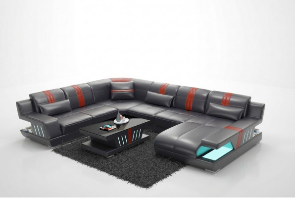 Sofa U-Form Lieder-Sofa Canapé Wohnlandschaft Garnitur Design Modern