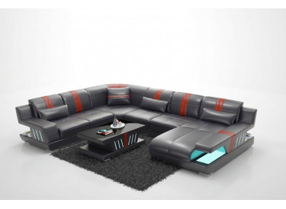 Sofa U-Form Lieder-Sofa Canapé Wohnlandschaft Garnitur Design Modern